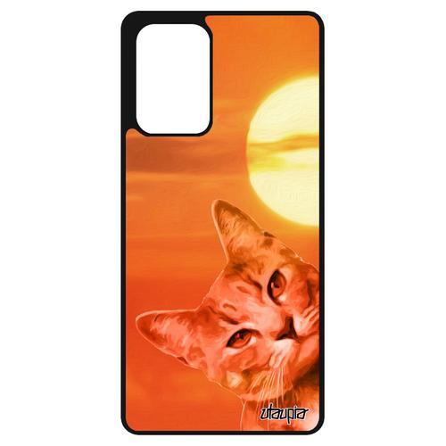 Coque Samsung Galaxy A72 En Silicone Chat Design Matou Chaton Etui Case Telephone Animal Animaux Lol Cat Smartphone Felin Ciel Cover