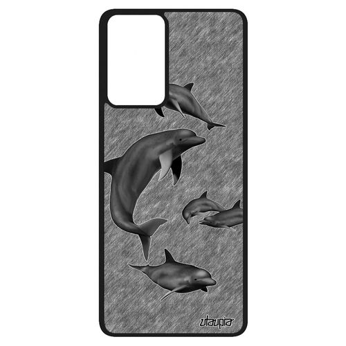 Coque Dauphin Samsung Galaxy A52 En Silicone Animal Dessin Ocean Mer Personnalisé Animaux Case Telephone Marsouin Gris Effet Etui