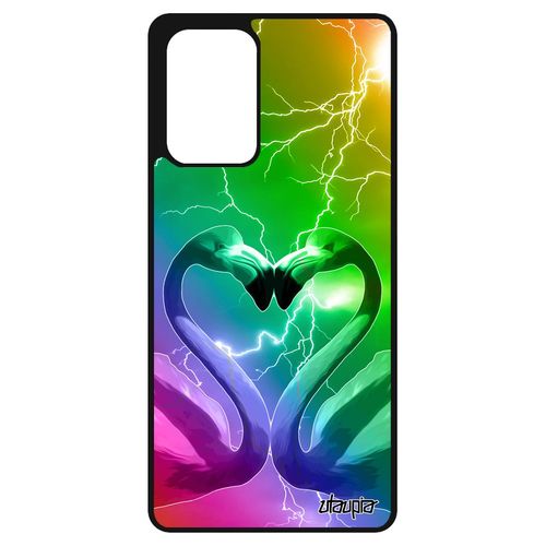Coque Pour Samsung Galaxy A72 En Silicone Flamand Rose Oiseau Design Animal Love Amour Tpu Multicolore Portable Rigide De Protection