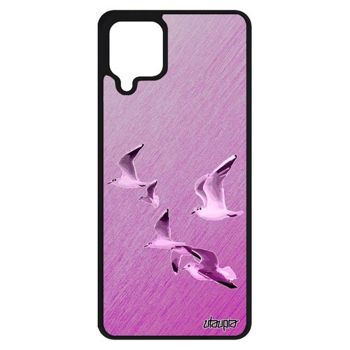 Coque Antichoc Samsung Galaxy A12 Silicone Oiseaux Mouettes Effet Rose Mer Design Portable Animal Nature Marin Smartphone Dessin De