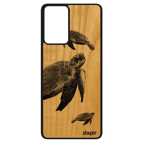Coque Antichoc Samsung Galaxy A52 En Bois Silicone Tortue Ocean Motif Jolie Gris De Mer Design Animal Sm-A525f Marin Luth Housse