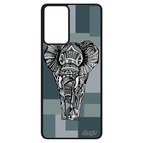 Coque Silicone Samsung Galaxy A52 Elephant Telephone Homme Portable Rigide Gris Geometrique Etui Cadeau Fete Des Peres Animal Tribal