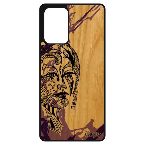 Coque En Bois Pour Samsung Galaxy A72 Silicone Femme Azteque Dessin Couleur Fille Violet Art Ethnique Tribal Animal Etui Fee Motif