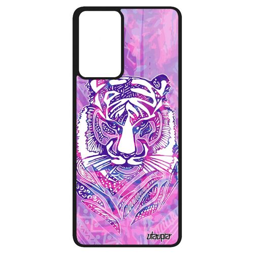 Coque Tigre Pour Samsung Galaxy A52 Silicone Rigide Fille Multicolore Violet Azteque Tasmanie Femme Ethnique Fauve Pastel Metal Case