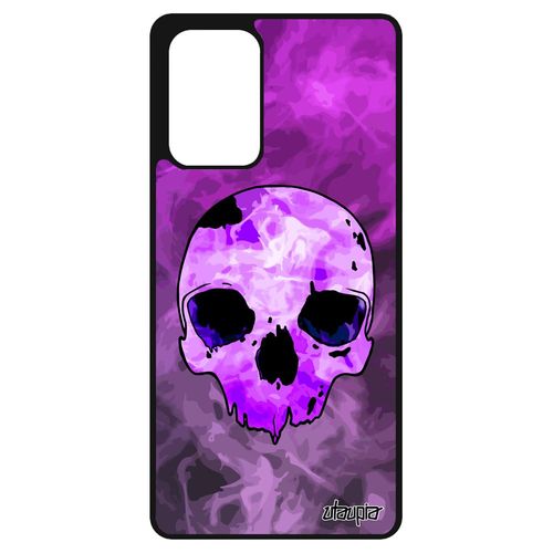 Coque Silicone Pour Samsung Galaxy A72 Tete De Mort Violet Halloween Squelette Emo Housse Feu Enfer Vintage Rigide Fantastique Crane
