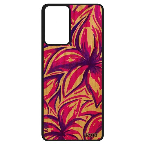 Coque Pour Samsung Galaxy A52 En Bois Silicone Fleurs Peinture Floral Fait Main Cover Violet Fond Motif Nature Antichoc Smartphone