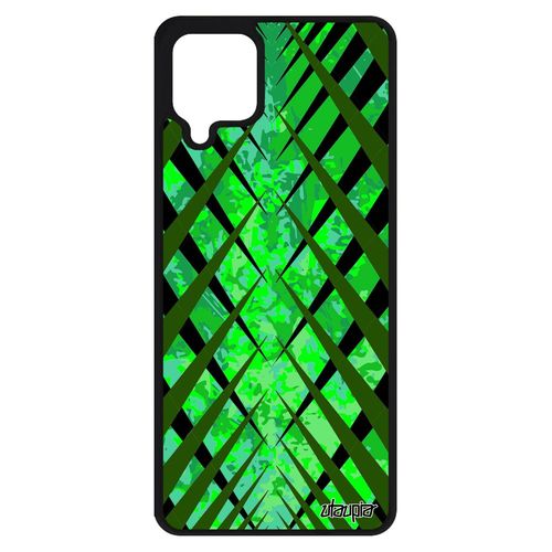 Coque Antichoc Samsung Galaxy A12 Silicone Design Carreau Fond Effet Vert Motif Alu Tartan Geometrique Personnalisé Sm-A125f Jolie