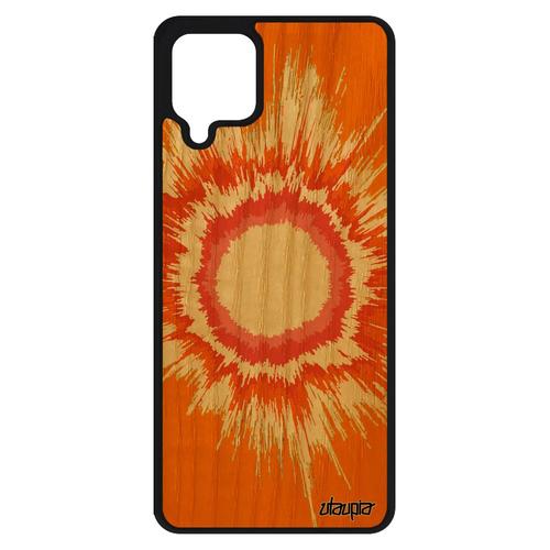 Coque Explosion Pour A12 Bois Silicone Texture Portable Tpu Motif Modern Soleil Espace Orange Telephone Galaxie De Samsung Galaxy