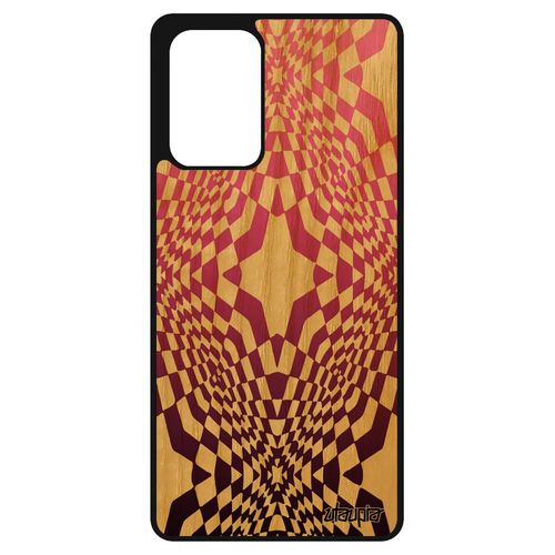 Coque Samsung Galaxy A72 Bois Silicone Illusion D'optique Etui Portable Bumper Rose Tpu Graphique Etoile Art Visuel Losange 4g Effet