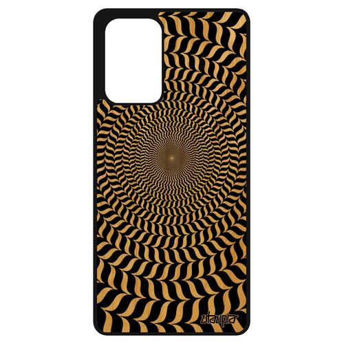 Coque En Bois Silicone Illusion D'optique Pour Samsung Galaxy A72 Effet Antichoc Rond Bicolore Mirage Housse Noir Et Blanc Frêne De