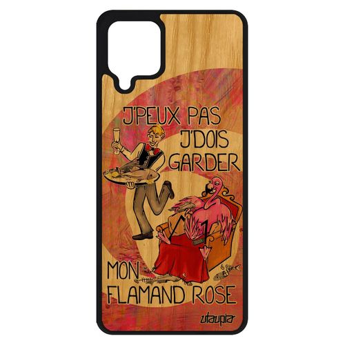 Coque Bois Pour Samsung Galaxy A12 Silicone Je Peux Pas J'dois Garder Mon Flamand Rose Humour Rose Paradis Cartoon Humoristique Case
