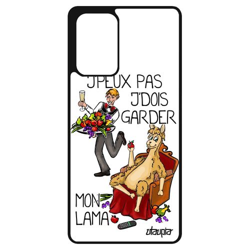 Coque Silicone Telephone Samsung Galaxy A72 J'peux Pas J'dois Garder Mon Lama Texte Antichoc Personnalisé Blanc Je Design Drole Case