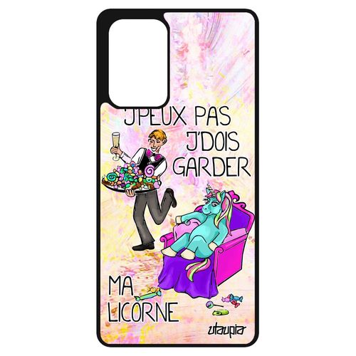 Coque J'peux Pas J'dois Garder Ma Licorne Antichoc Samsung Galaxy A72 Silicone Violet Telephone Dessin Animaux Pas Cher Rigide Texte