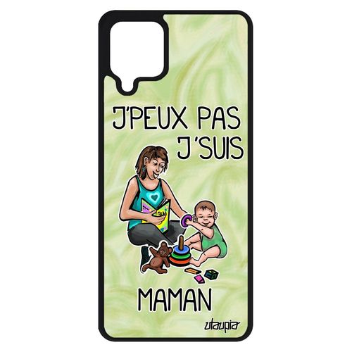 Coque Samsung Galaxy A12 Silicone J'peux Pas J'suis Maman Smartphone Bd Parent Cadeau Fete Des Meres Vert Case Dessin Je Texte Drole