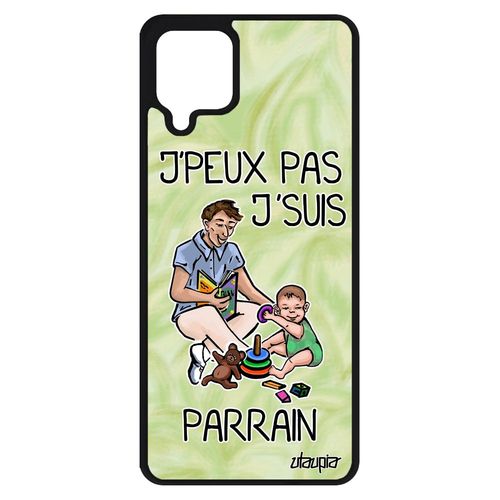 Coque Pour Samsung Galaxy A12 En Silicone J'peux Pas J'suis Parrain Housse De Protection Vert Naissance Fille Mobile Alu Texte Jpeux