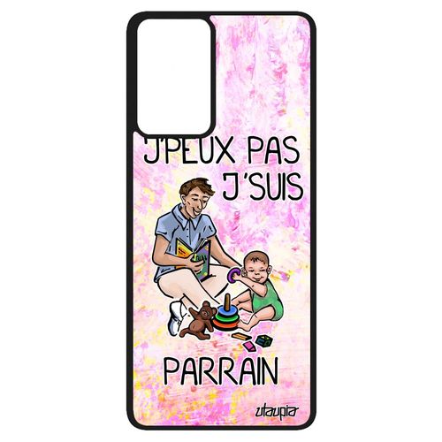 Coque J'peux Pas J'suis Parrain Pour Samsung Galaxy A52 Silicone Motif Antichoc Dessin Solide Texte Violet Telephone Drole Je Housse
