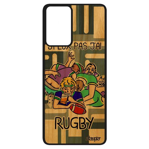Coque Samsung Galaxy A52 En Bois Silicone Humour J'peux Pas J'ai Rugby Pas Cher De Protection Humour Gris Comique Smartphone Drole