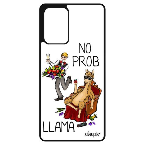 Coque Silicone Pour Samsung Galaxy A72 No Prob Lama Texte Aluminium Probllama Etui Animaux Drole Original Blanc Llama Mobile Humour