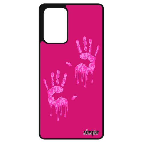 Coque Antichoc Samsung Galaxy A72 En Silicone Main Rigide Souple Image Etui Rose Femme Trace De Alu Fantaisie Motif Deux Telephone