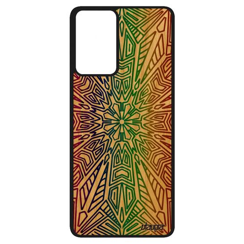 Coque En Bois Silicone Mandala Tibetain Samsung Galaxy A52 Indien Rosace Jolie Telephone Floral Femme Nepal Violet Zen De Protection