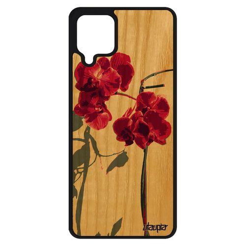 Coque Orchidée Fleur De Protection Samsung Galaxy A12 Bois Silicone Amour Telephone Bumper Floral Rose Fantaisie Exotique Case Belle