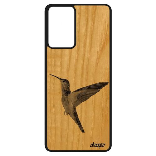 Coque Pour Samsung Galaxy A52 Bois Silicone Colibri Nature Case Animaux Plumes Etui Ecologie Ecolo Oiseau Dessin Gris Motif Peinture