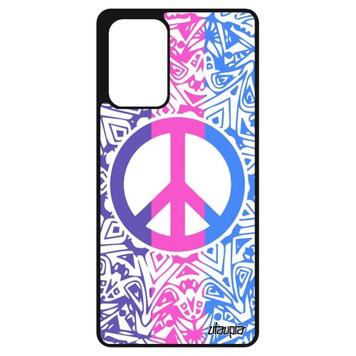 Coque Peace And Love Samsung Galaxy A72 Silicone Telephone Tattoo Fille Antichoc & Hippie Espoir Rose Yoga Symbole Ragga Bonheur 4g