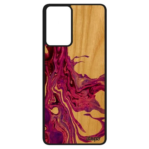 Coque Samsung Galaxy A52 En Bois Silicone Peinture Matiere Personnalisé Contemporain Violet Effet Souple Fond Acrylique Case Motif