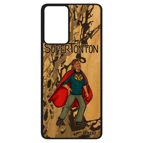 Coque Bois Super Tonton Pour Samsung Galaxy A52 Silicone Texte Bebe Portable Drole Comique Gris Original Heros Personnalisé Naturel