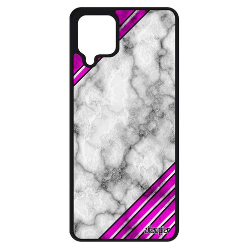 Coque Samsung Galaxy A12 Silicone Marbre Ligne Rose Fond Case Motif Geometrique Pierre Design Original Metal Smartphone Portable