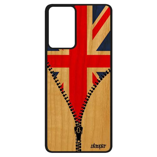 Coque Pour Samsung A52 Bois Silicone Drapeau Union Jack Angleterre Anglais Mobile Football Angleterre Euro Basket Britannique Galaxy