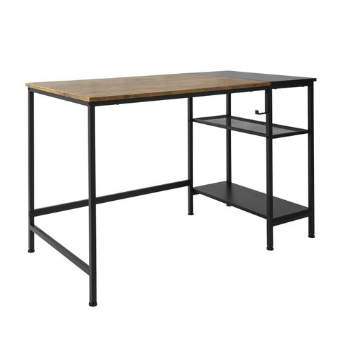 Sobuy Fwt77-J Bureau Informatique Table D¿Étude Bureau D'ordinateur Table De Bureau Avec Grand Plan De Travail, 2 Étagères Et 1 Crochet, Cadre Métal - Style Industriel ¿ 120 X 60 X 76 Cm