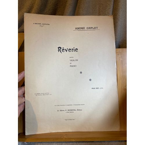André Caplet Rêverie Pour Violon Et Piano Partition Éditions Hurstel
