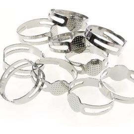 Lot De 100 Support Bague Réglable ,Anneau Plateau Bague, Cabochon Plateaux De Bague Rond Pour Création De Bijoux