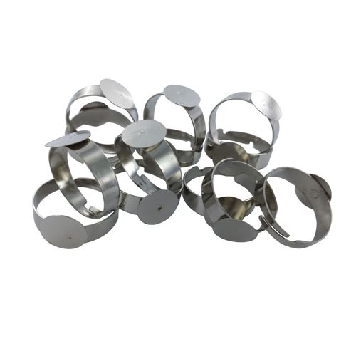 Lot De 100 Support Bague Réglable, Anneau Plateau Bague, Cabochon Plateaux De Bague Rond Pour Création De Bijoux