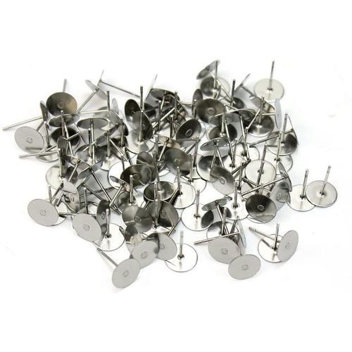 Lot De 100 Pièce Poteau De Boucle D'oreille, Tige De Boucle D'oreille, Support Fimo - 6 Mm - Argenté