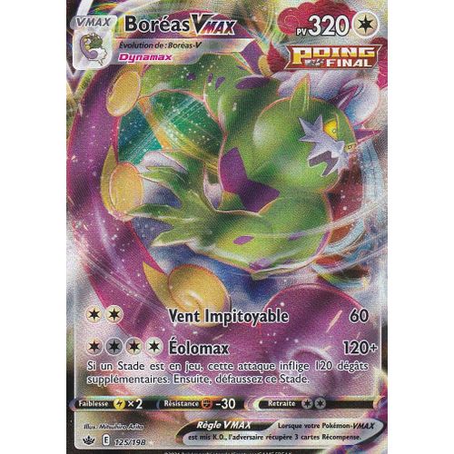 Carte Pokemon - Boréas Vmax - 125/198 - Ultra-Rare En Full Art - Épée Et Bouclier 6 - Règne De Glace - Eb6 - Vf