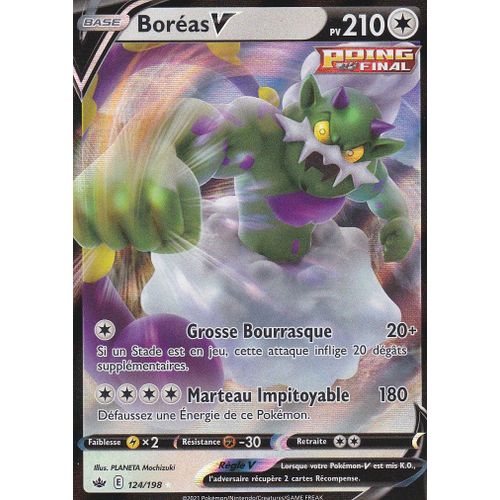 Carte Pokemon - Boréas V 124/198 - Ultra-Rare - Épée Et Bouclier 6 - Règne De Glace - Eb6 - Vf