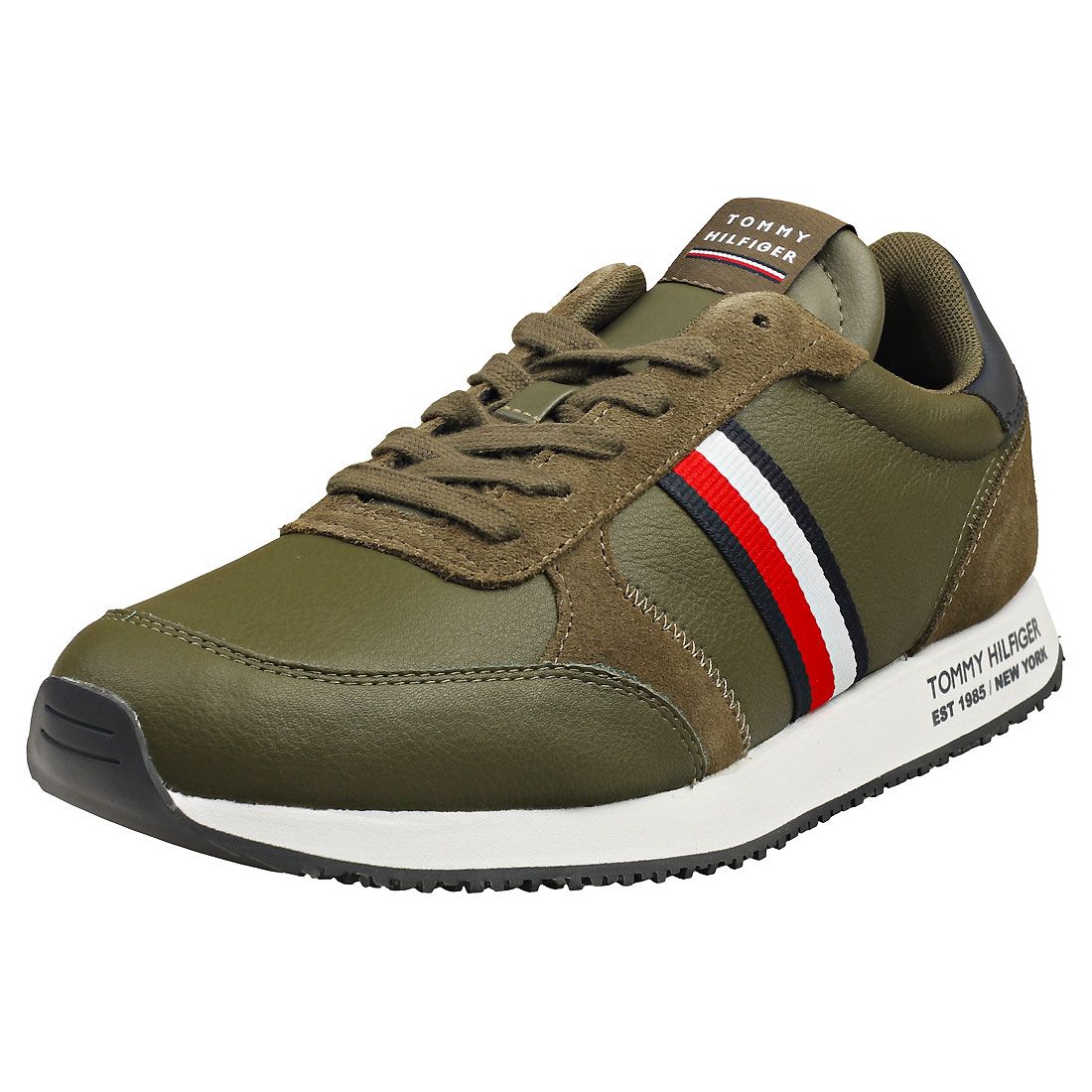 Tommy Hilfiger RUNNER LO STRIPES Homme Baskets Mode Vert Rakuten