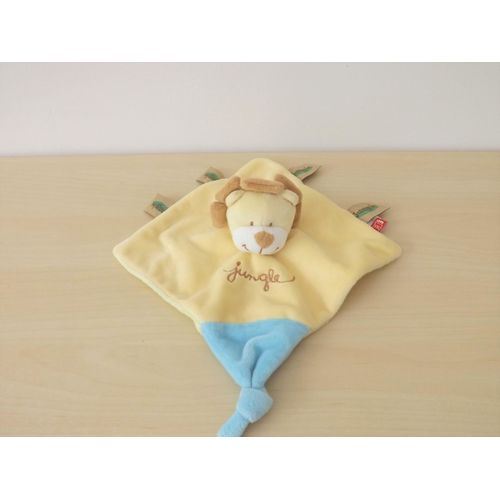 Doudou Lion Jaune Bleu Jungle Tex