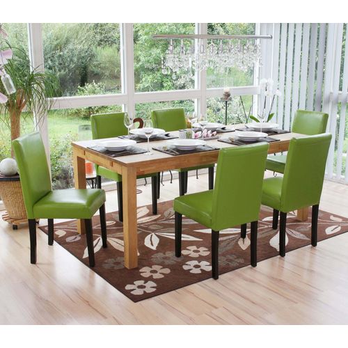 Lot De 6 Chaises De Séjour Littau   Simili-Cuir, Vert, Pieds Foncés