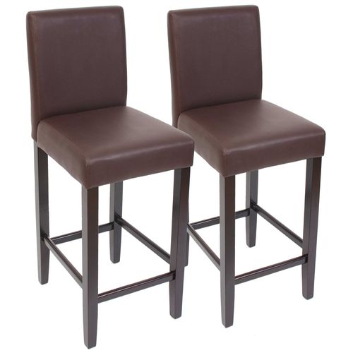 Lot De 2 Tabourets De Bar M37, Simili-Cuir Mat   Marron/Pieds Foncés