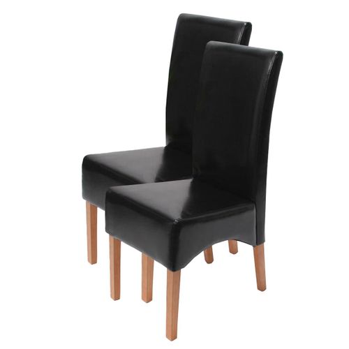 Lot De 2 Chaises Latina, Salle À Manger, Cuir Reconstitué   Noir, Pieds Clairs