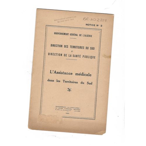 Gouvernement Général De L Algérie L Assistance Medicale