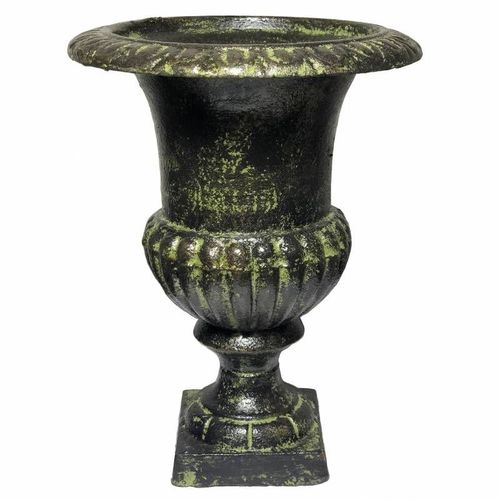 Vase Vasque Jardinière En Fonte Grise Style Médicis Pot De Fleur En Fonte Patinée Verte 15x15x20cm