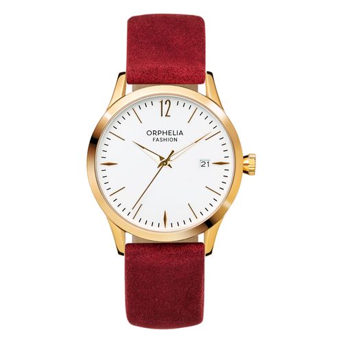 Orphelia Fashion Montre Rouge Analogique Femmes Suede Of711701