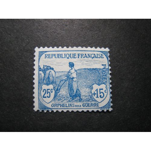 Timbre-Poste France Neuf ** N° 151 - Orphelins De La Guerre - 25c + 15c Bleu - 1917