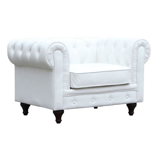 Fauteuil Chesterfield Aliza - 111 X 82 X 70 Cm - Blanc