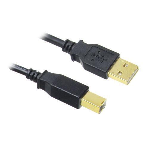 Inline Usb 2.0 Kabel, A Auf B, Vergoldet, Schwarz - 2m