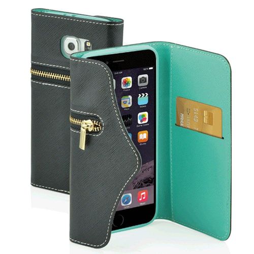 Etui Folio Fonex Série Lady Zip Pour Iphone 6s Noir Et Bleu